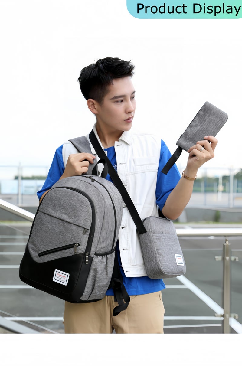 هالامودو حقيبة ظهر كاجوال خفيفة الوزن للكمبيوتر المحمول مكونة من 3 قطع، حقيبة ظهر عمل للرجال والنساء، حقيبة ظهر كلاسيكية للكلية، حقيبة للمشي لمسافات طويلة، حقائب ظهر للسفر - Image 4