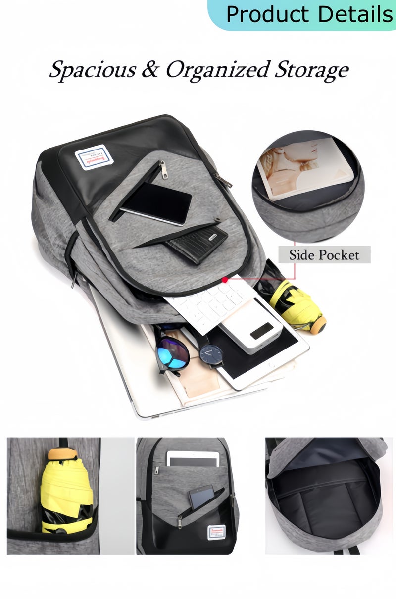 هالامودو حقيبة ظهر كاجوال خفيفة الوزن للكمبيوتر المحمول مكونة من 3 قطع، حقيبة ظهر عمل للرجال والنساء، حقيبة ظهر كلاسيكية للكلية، حقيبة للمشي لمسافات طويلة، حقائب ظهر للسفر - Image 2