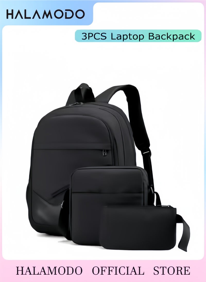 هالامودو حقيبة ظهر كاجوال خفيفة الوزن للكمبيوتر المحمول مكونة من 3 قطع، حقيبة ظهر عمل للرجال والنساء، حقيبة ظهر كلاسيكية للكلية، حقيبة للمشي لمسافات طويلة، حقائب ظهر للسفر - Image 1