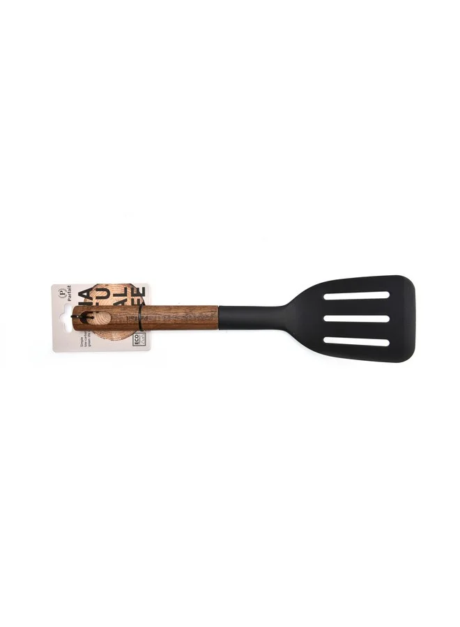 PARFAIT PBT Cooking Turner with Wooden Handle Black and Brown 6.3 x 7.8 x 31.8 cm N-C281KA0227P