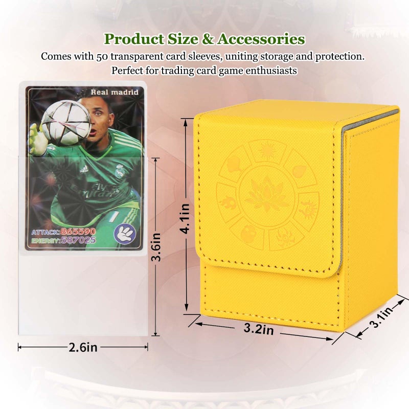 Arkeiliy MTG Deck Box with 50 Pcs Card Sleeve, 110+ Card Storage Leather Deck Box for Magic Commander, Collectible Trading Card Cases (4 Pack III) - Image 4