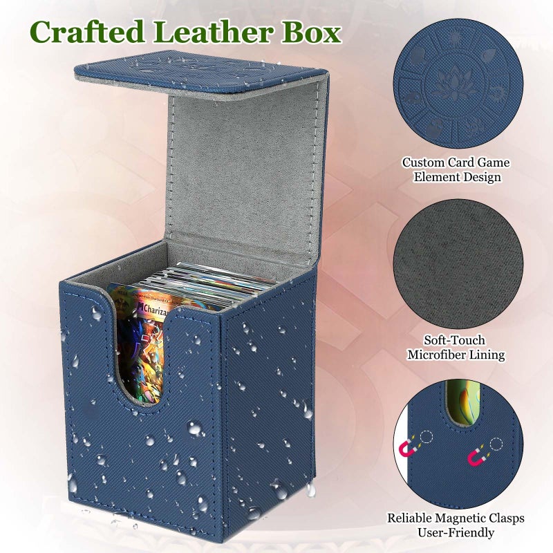 Arkeiliy MTG Deck Box with 50 Pcs Card Sleeve, 110+ Card Storage Leather Deck Box for Magic Commander, Collectible Trading Card Cases (4 Pack III) - Image 3