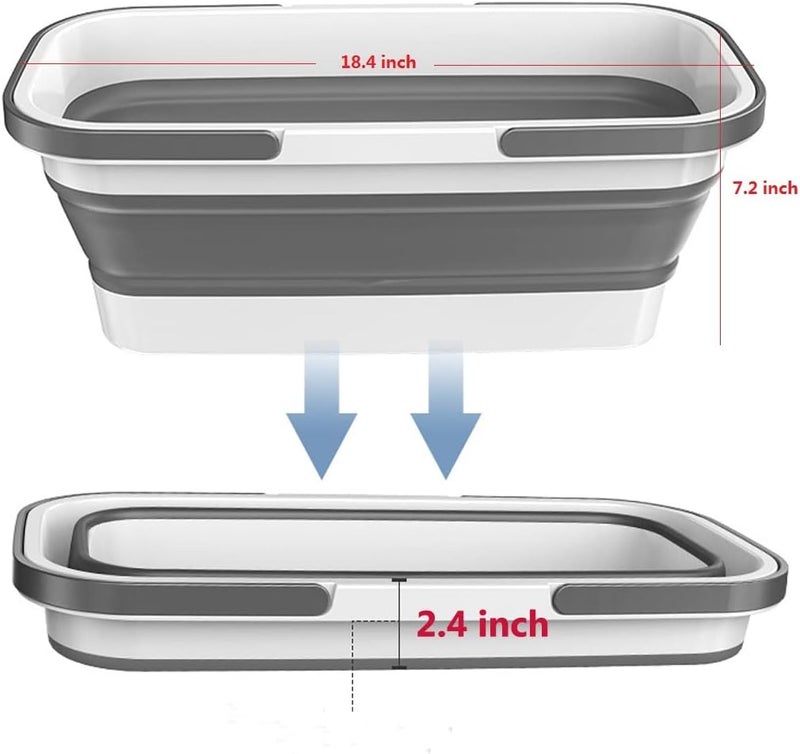 Newcreativetop Long Plastic Rectangular Handy Baskets/Mop Buckets (Collapsible Buckets 01-Grey) - Image 2