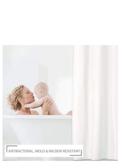 Kutis ستارة دش للحمام مكونة من قطعة واحدة، ستارة دش مقاومة للماء مع خطافات، أبيض 180x180 سنتيمتر  - Image 4