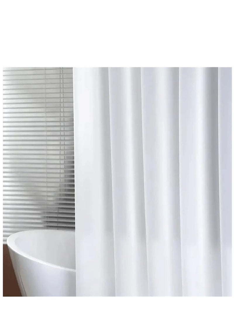 Kutis 1-Piece Bathroom Shower Curtain Waterproof Shower Curtain With Hooks White 180x180 Centimeter  - Image 5