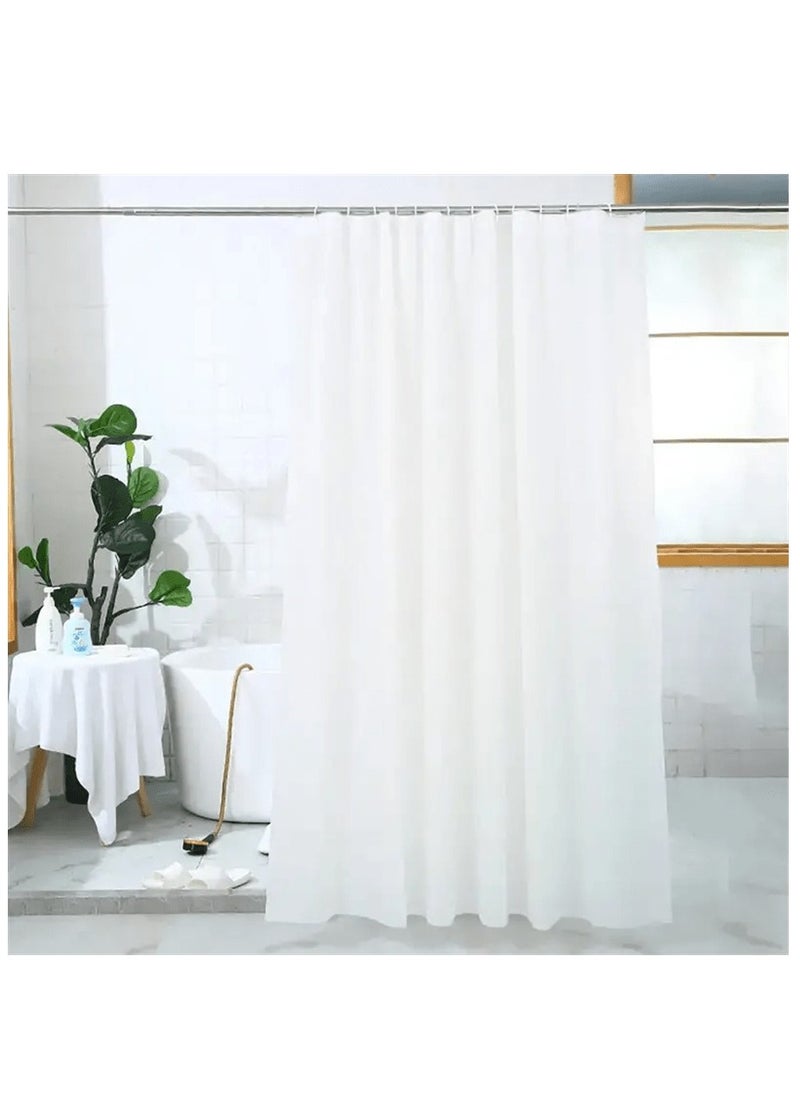 Kutis 1-Piece Bathroom Shower Curtain Waterproof Shower Curtain With Hooks White 180x180 Centimeter  - Image 2