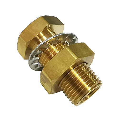 Legines Brass Pipe Fitting, Bulkhead Anchor Coupling, Bulkhead Tank Fitting, Frame Nipple, 1/8" NPT Female, 1-1/2" Length (Pack of 2) - Image 5