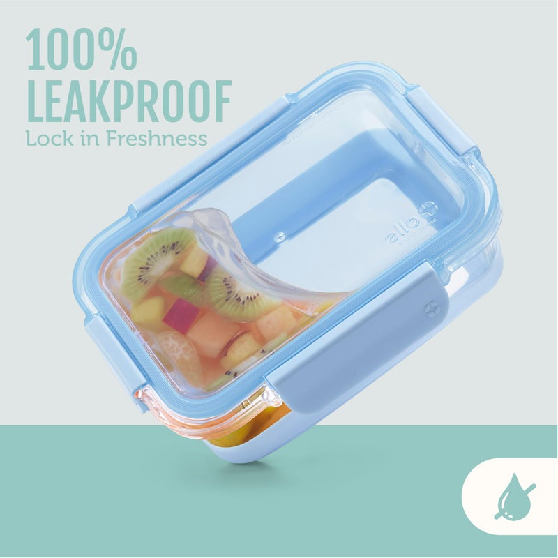 Ello Duraglass 3.4 Cup Meal Prep Sets 10Pc, 5 Pack Set- Glass Food Storage Container with Silicone Boot and Airtight BPA-Free Plastic Lids, Dishwasher, Microwave, and Freezer Safe, Garden Goals - Image 5
