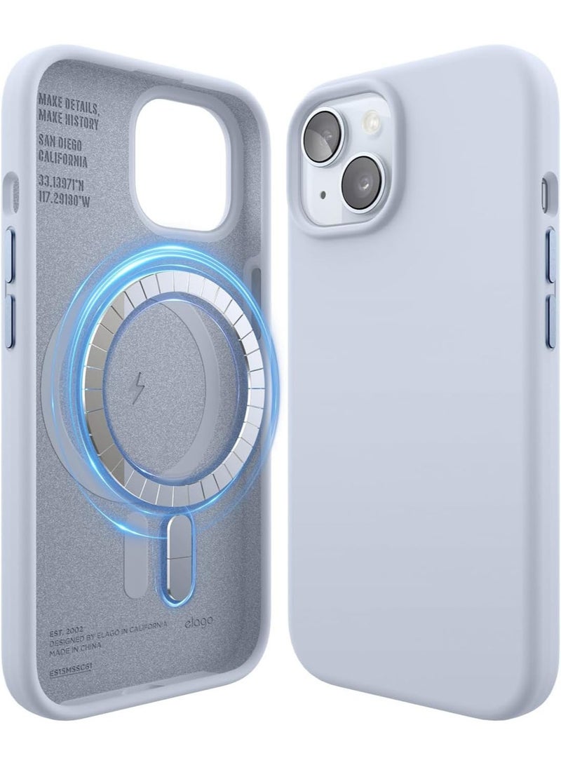 Elago Magnetic Liquid Silicone for  iPhone 15 Case Cover with MagSafe Shockproof - Light Blue - Image 1