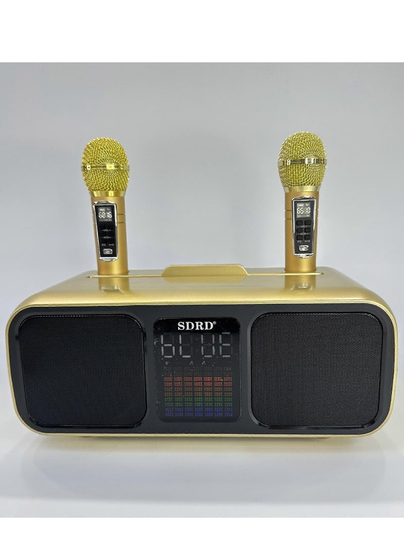SDRD Karaoke System with Dual UHF Wireless Microphones – Bluetooth & Multi-Port PA Speaker for Adults & Kids – AUX/USB/Type-C/TF Support – Ideal for Home Parties, Events & Outdoor Fun - Image 1
