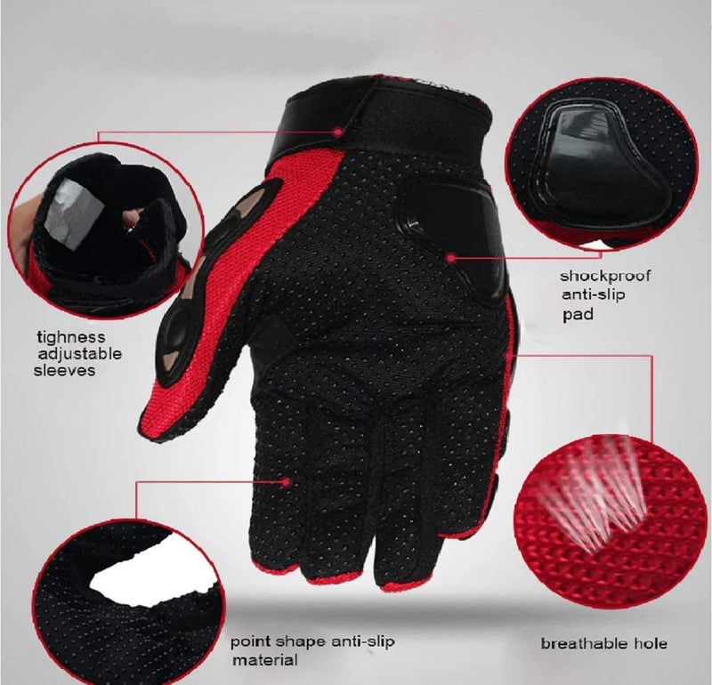 Probiker Protective Full Finger Gloves Anti-Skid Surface Breathable Bike Riding Glove for Motorcycle, Cycling, Climbing Mountaineering and Hiking (Red, XL) - Image 3