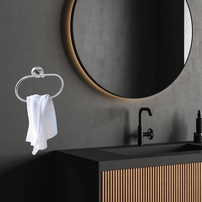 eonic eonic Stainless Steel Napkin Holder for BathroomWall Mounted Towel Ring for KitchenWash Basin Hanger Chrome Finish Oval  - Image 5