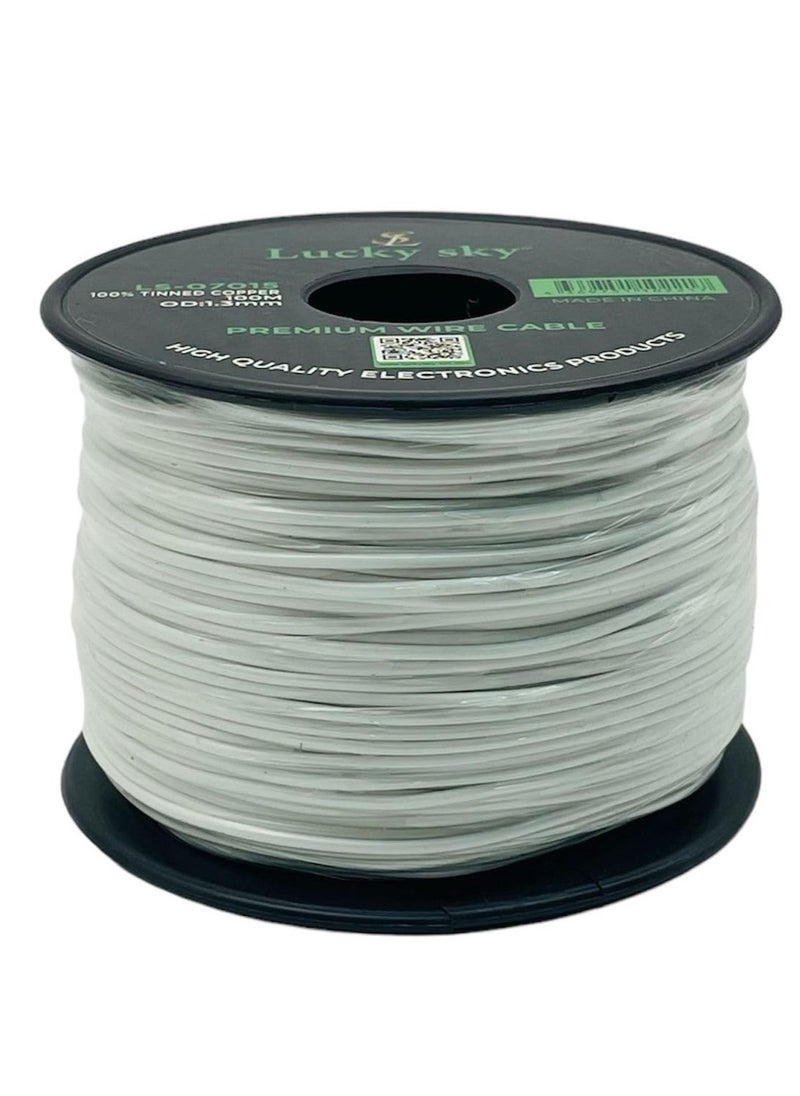 Lucky Sky 26awg Wire Flexible Silicone Tinned Copper UL1007 Silicone Rubber Insulated 7 White Color 100M 328ft OD:-1.3mm Stranded Hook up Wire. (WHITE)  - Image 1