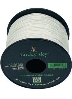 Lucky Sky Lucky Sky 26awg Wire Flexible Silicone Tinned Copper UL1007 Silicone Rubber Insulated 7 White Color 100M 328ft OD:-1.3mm Stranded Hook up Wire. (WHITE)  - Image 2