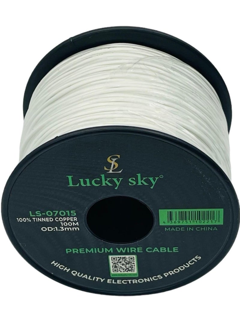 Lucky Sky 26awg Wire Flexible Silicone Tinned Copper UL1007 Silicone Rubber Insulated 7 White Color 100M 328ft OD:-1.3mm Stranded Hook up Wire. (WHITE)  - Image 2