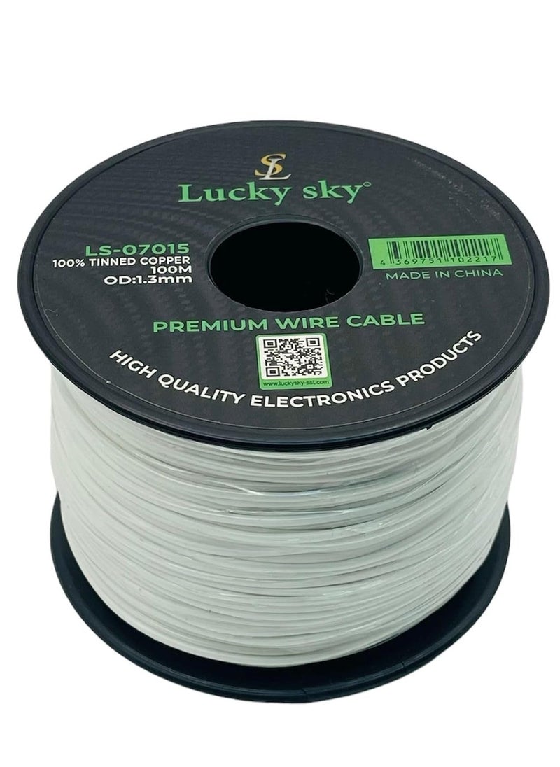 Lucky Sky 26awg Wire Flexible Silicone Tinned Copper UL1007 Silicone Rubber Insulated 7 White Color 100M 328ft OD:-1.3mm Stranded Hook up Wire. (WHITE)  - Image 3