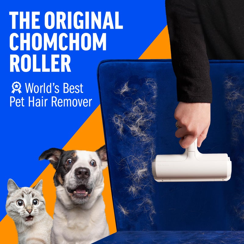 ChomChom Roller Pet Hair Remover - Original Size Reusable Lint Roller for Cat & Dog Hair on Furniture, Couch, Carpet, Car, Rugs & Bedding - Portable, Eco-Friendly (White) - Image 2