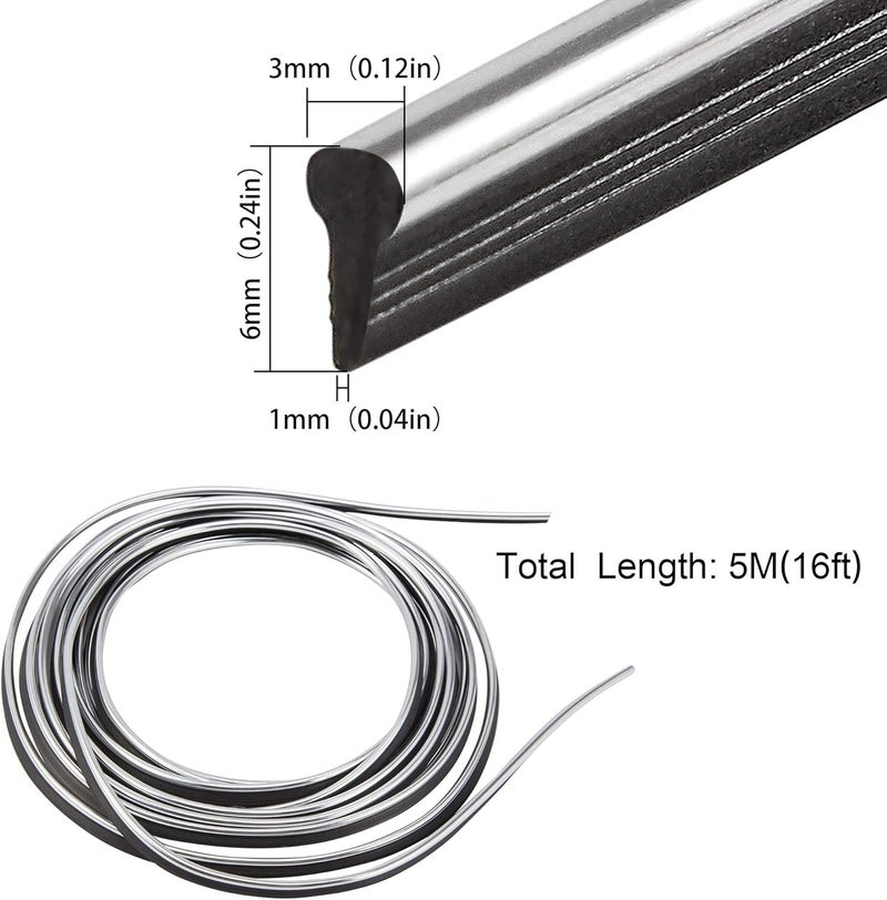 TOMALL Car Interior Moulding Strip Car Decorative Filler Insert Strips 5M(16ft) Flexible Electroplating Decoration Styling Dashboard Accessories with Installing Tool (Silver) - Image 2