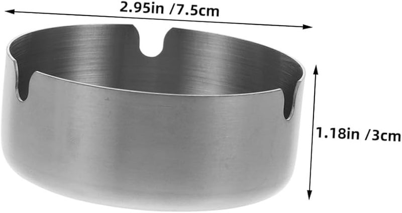 Stainless Steel Windproof Ashtray Round 8Cm Portable for Cigarettes Cigars Indoor Outdoor 2pcs - Image 3
