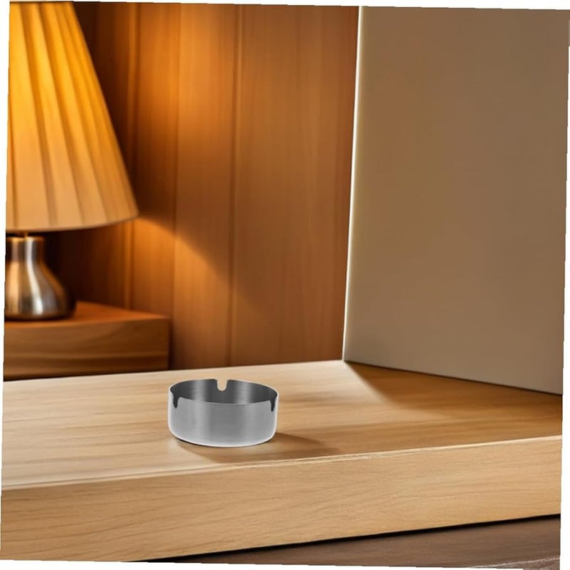 Stainless Steel Windproof Ashtray Round 8Cm Portable for Cigarettes Cigars Indoor Outdoor 2pcs - Image 5