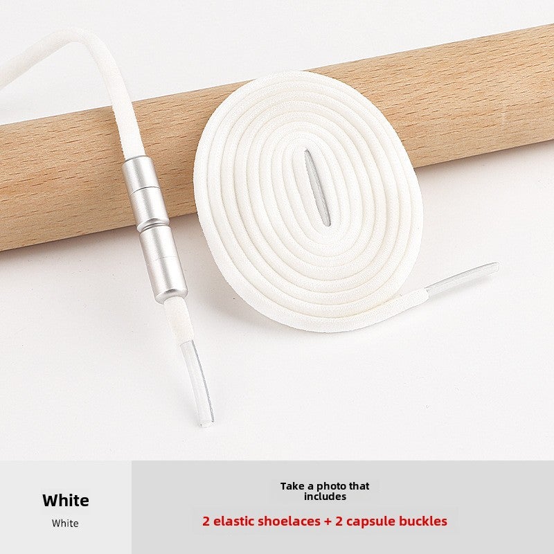 إسكدنيا Elastic No-Tie Shoelaces Colorful Metal Capsule Kids White