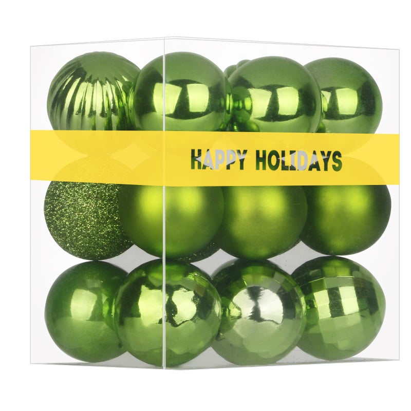 GameXcel Lime Green 2.5"" Christmas Balls Christmas Tree Decoration Ornaments Shatterproof Hanging Balls for Birthday Halloween Holiday Wedding Decorations Set of 18pcs - Image 1
