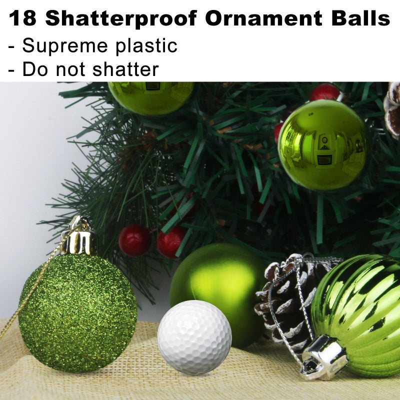 GameXcel Lime Green 2.5"" Christmas Balls Christmas Tree Decoration Ornaments Shatterproof Hanging Balls for Birthday Halloween Holiday Wedding Decorations Set of 18pcs - Image 3