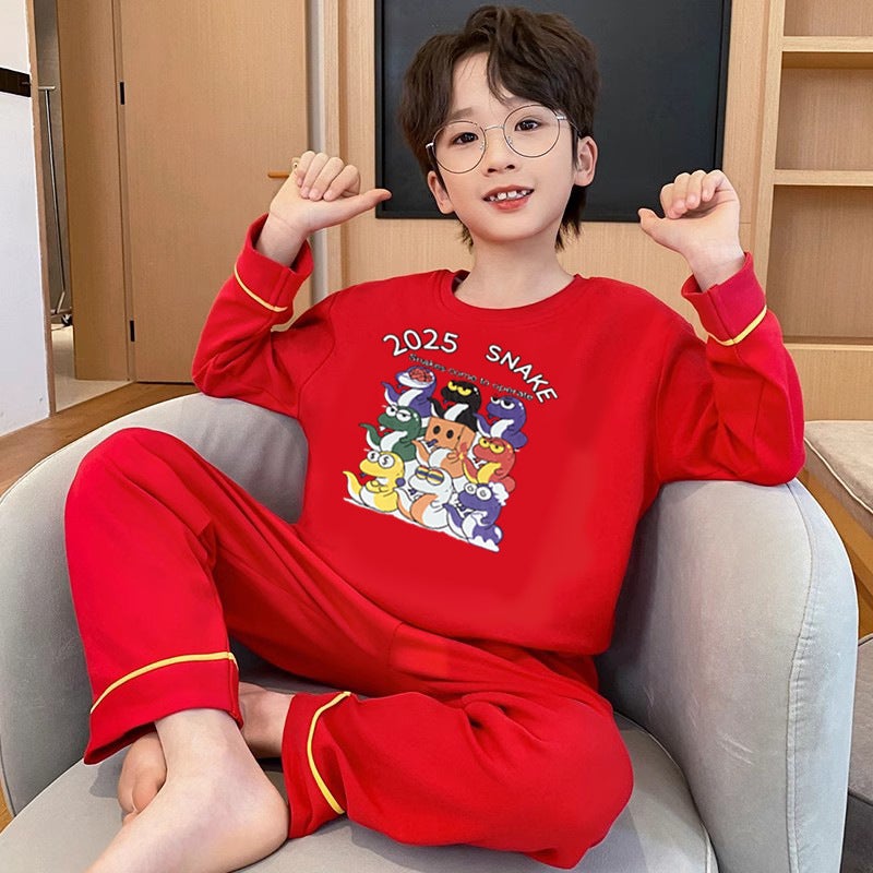 Year Of The Snake Red Sweater New Year Parent-Child Lapel Crewneck Family Of Three Or Four - Image 2