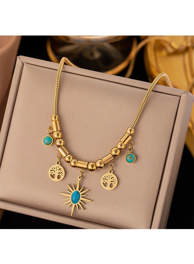 Beyond Retro Sunflower Lucky Necklace, Anti Rust and Anti Fading 18k Gold Plated Necklace, Fashion Jewelry Gift - Image 4