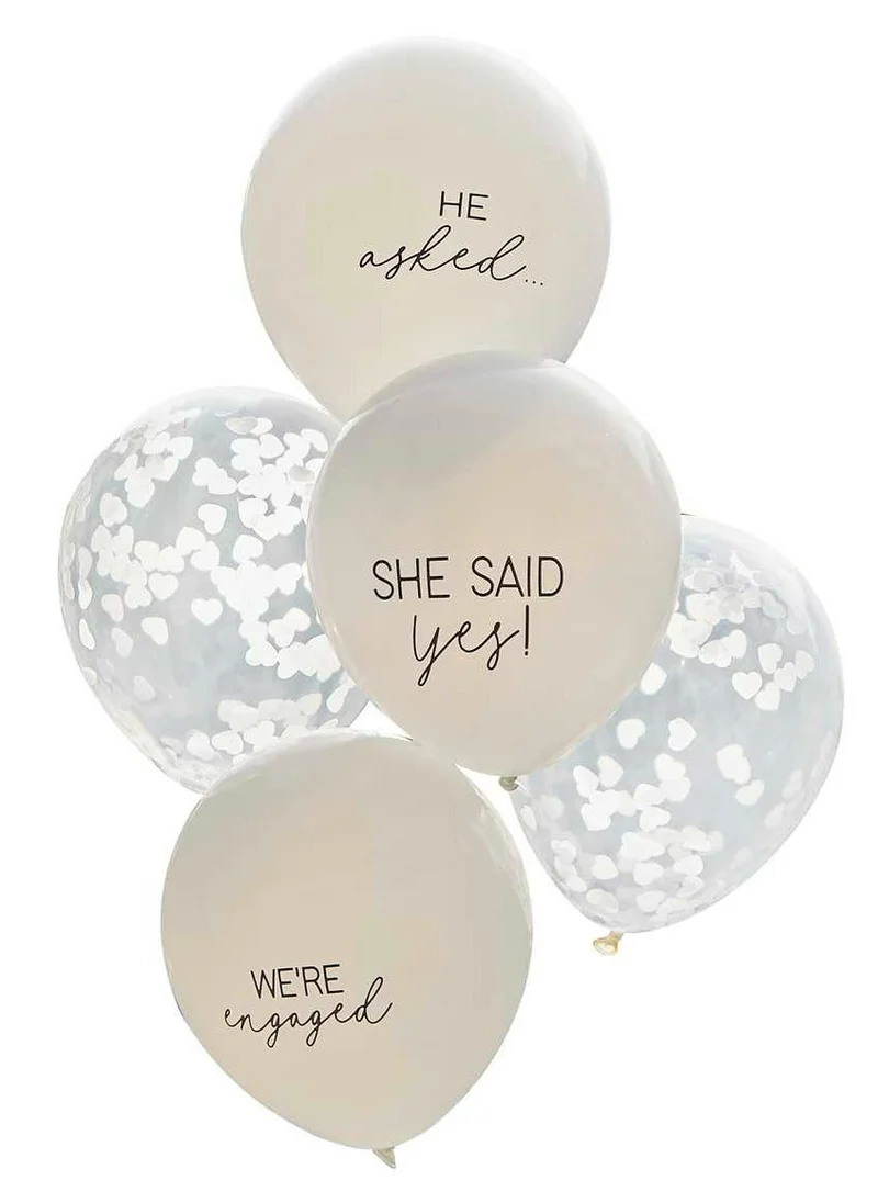 جينجر راي Engagement Balloon Bundle - Confetti & Printed - White