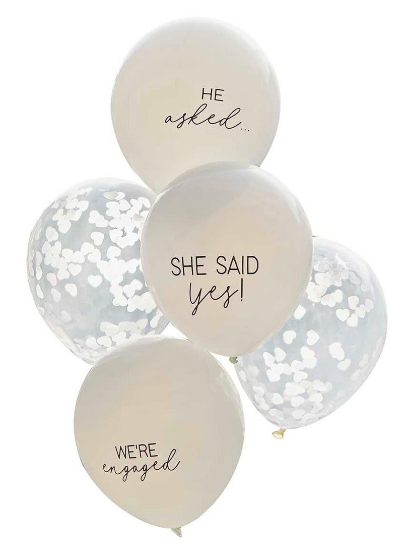 Ginger Ray Engagement Balloon Bundle - Confetti & Printed - White - Image 3