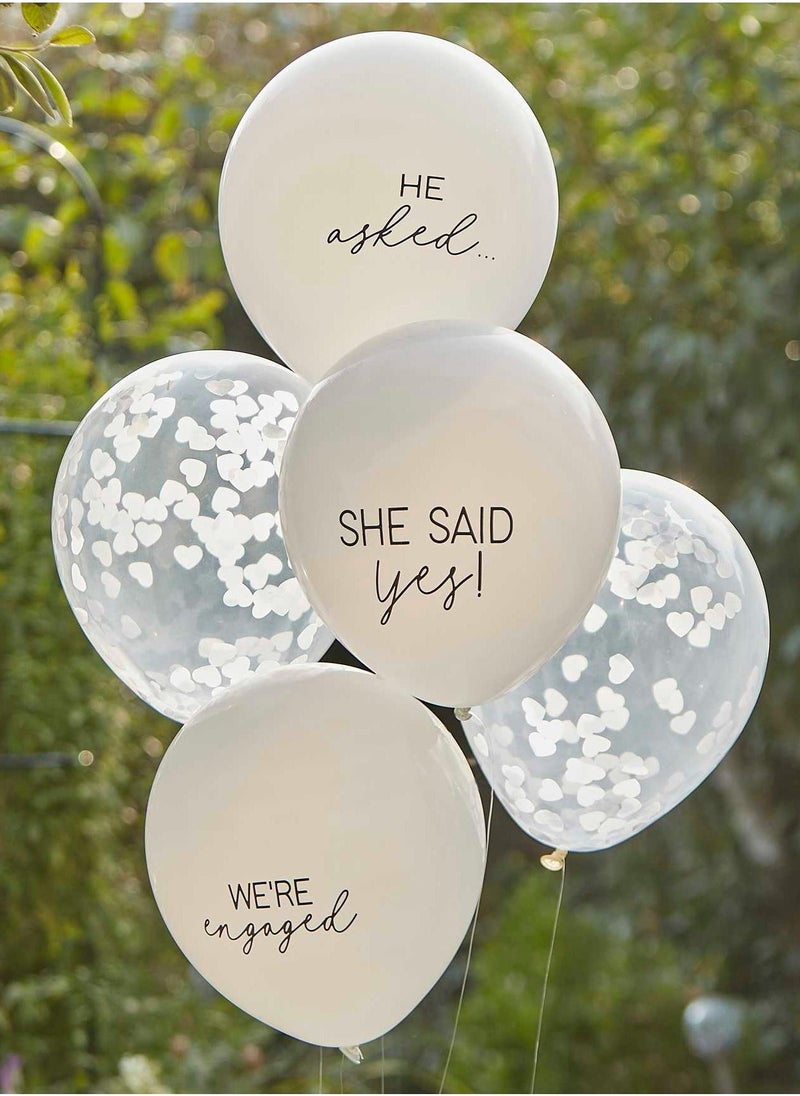 Ginger Ray Engagement Balloon Bundle - Confetti & Printed - White - Image 1