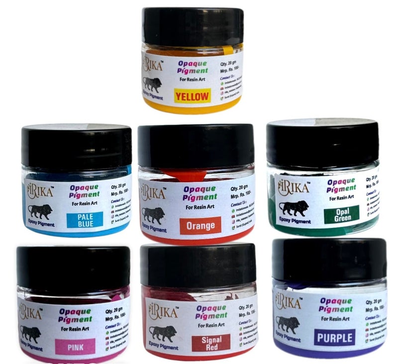 IRIKA IRIKA Rainbow Theam Opaque Paste Pigment For Resin Art Qty 20 Grams Each Shade Of orange Yellow opal Green Pale Blue Pink Purple Signal Red  - Image 1