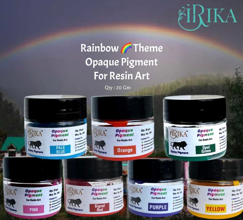 IRIKA IRIKA Rainbow Theam Opaque Paste Pigment For Resin Art Qty 20 Grams Each Shade Of orange Yellow opal Green Pale Blue Pink Purple Signal Red  - Image 2