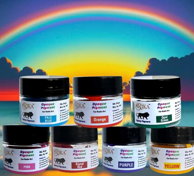IRIKA IRIKA Rainbow Theam Opaque Paste Pigment For Resin Art Qty 20 Grams Each Shade Of orange Yellow opal Green Pale Blue Pink Purple Signal Red  - Image 3