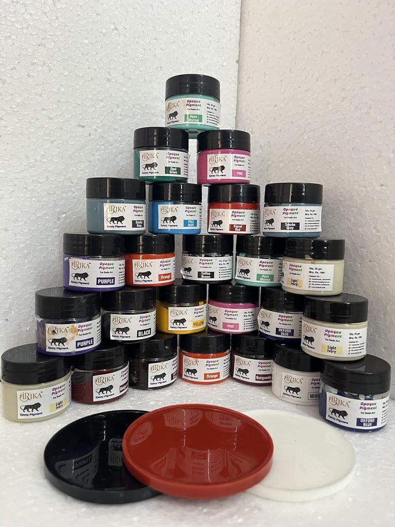 IRIKA IRIKA Rainbow Theam Opaque Paste Pigment For Resin Art Qty 20 Grams Each Shade Of orange Yellow opal Green Pale Blue Pink Purple Signal Red  - Image 4