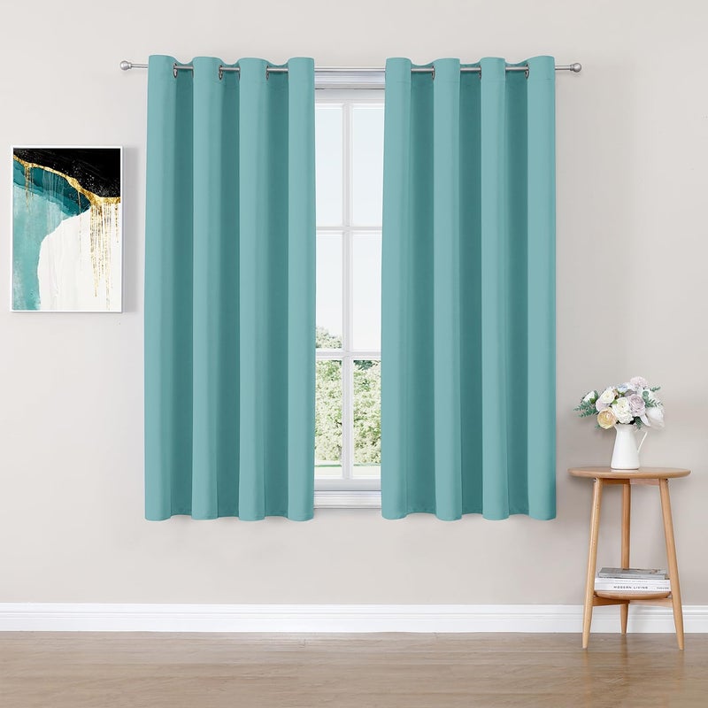 ChrisDowa Grommet Room Darkening Curtains for Bedroom and Living Room  2 Panels Set Thermal Insulated Blackout Curtains Sky Blue 52W x 63L