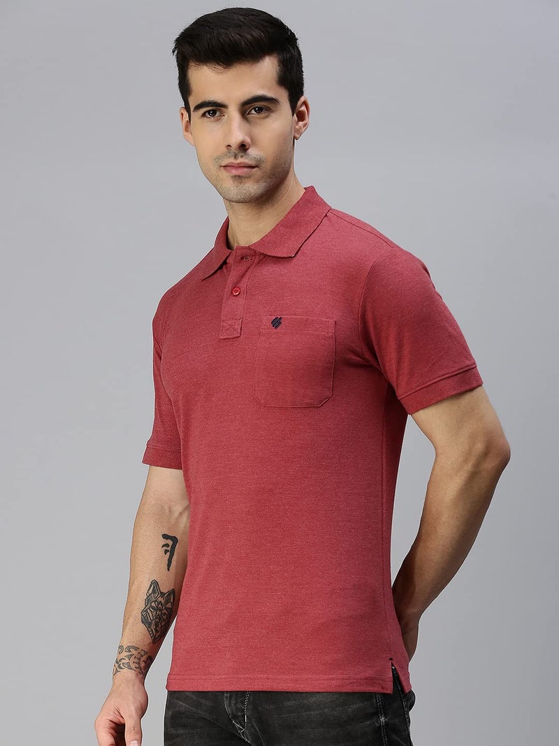 ONN Men's Solid Regular Fit Polo NC432_WN_1PC_Wine_Small: 80-85 Cms - Image 3