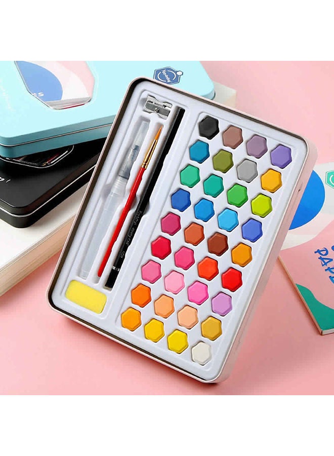 NIBEMINENT Watercolor Paint Set 36 Assorted Colors Solid Water Color Pigment With Brush Paintbrush Pencil Sponge Paper Art Supplies For Artists Beginners Students Adults Drawing Painting Coloring Pink - Image 5