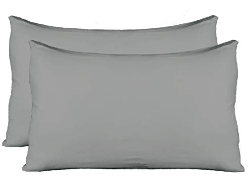 AUCOCU Extra Soft Jersey Knit Pillow Cases Standard Size with Hidden Zipper Soft Than Cotton Pack of 2 Gray 