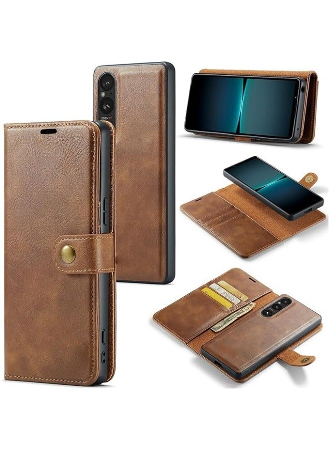 General Wallet Cover Compatible with Sony Xperia 1 V, 2 in 1 Retro PU Leather Folio Flip Wallet Magnetic Detachable Slim Phone Cover Case for Xperia 1 V 2023  - Image 1
