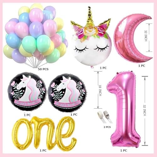 Pop The Party Magical Unicorn Theme 1st Birthday Party Decoration Items for Kids & Baby Girls – Colorful, Cute & Dreamy Celebration Setup - Image 2