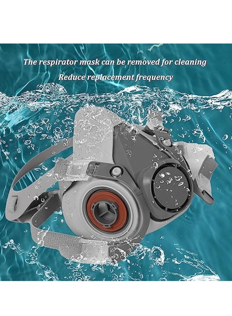 Respirator Mask, Reusable Respirator, Half Face Cover Gas Mask, with Safety Glass, Professional Breathing Protection, for Painting, Organic Vapor, Welding, Polishing, Woodworking and Other Protection - Image 4