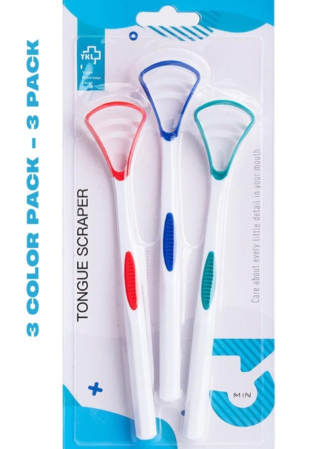 Y-Kelin Tongue Scraper & Brush Set - 3 Colors - Oral Cleaning & Hygiene Care for Men & Women Pakc of 3 - Image 1