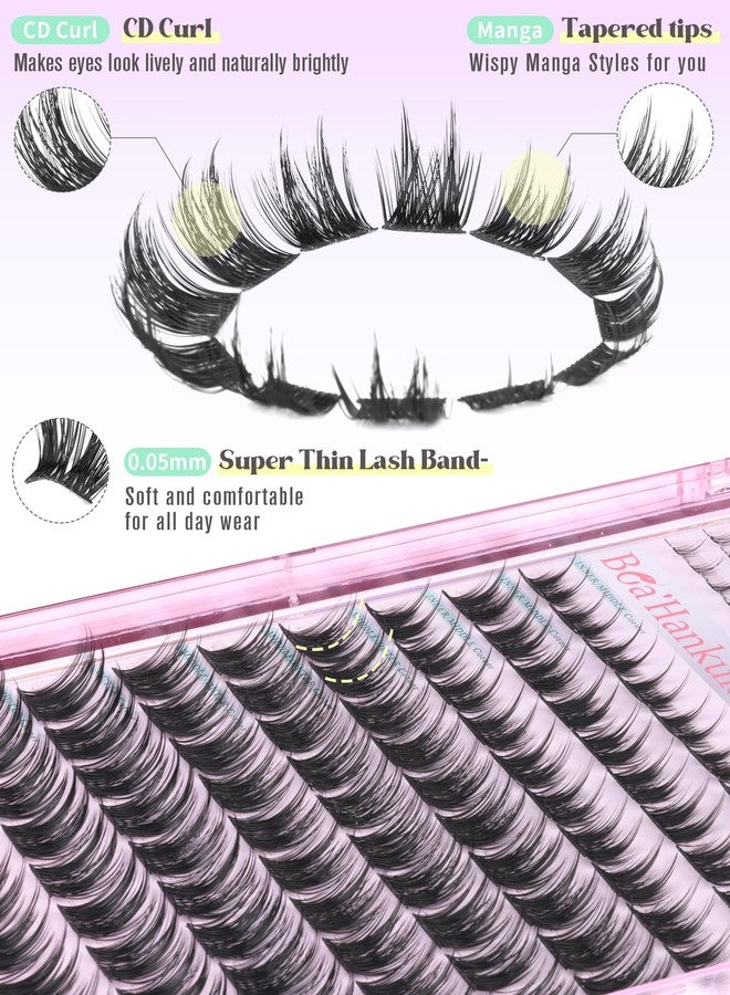 Boahankuke Wispy Lash Clusters with Bottom Lashes 10-18mm Volume Eyelash Clusters CD Curl DIY Cluster Eyelash Extensions Manga Individual Lashes with Thin Band Ultra Lightweight Cluster Lashes for Daily Wear - Image 3
