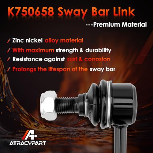 ATRACYPART رابط مثبت قضيب التوازن الأمامي 10.63" سبائك الزنك والنيكل - مجموعة تعليق 2 قطعة يسار ويمين، متوافق مع 2012-2017 هيونداي أزيرا سوناتا وكيا كادينزا أوبتيما، بديل#: K750658، 54830-3Q000 - Image 5