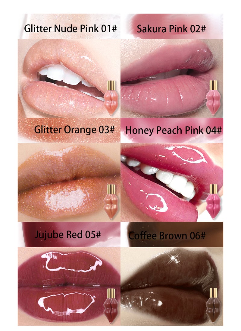 Lip Plumper with Mint and Ginger Extract, Glossy Tinted Lip Glaze, Long-Lasting Non-Stick Hydrating Lip Care for Women