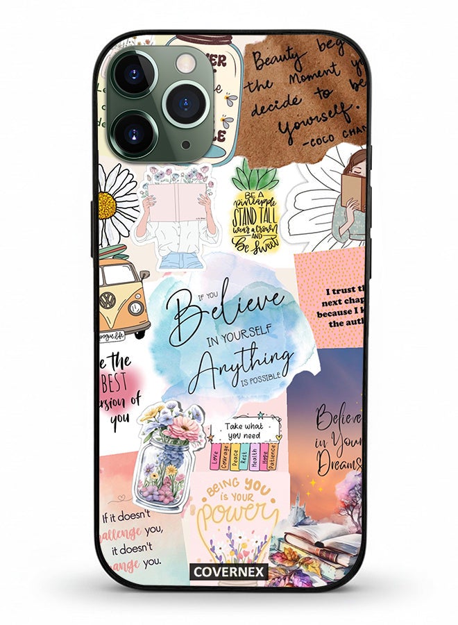 Covernex Apple iPhone 11 Pro Max Protective Case Cover Printed Featuring Inspirational Themed with Floral and Travel Elements - Image 2