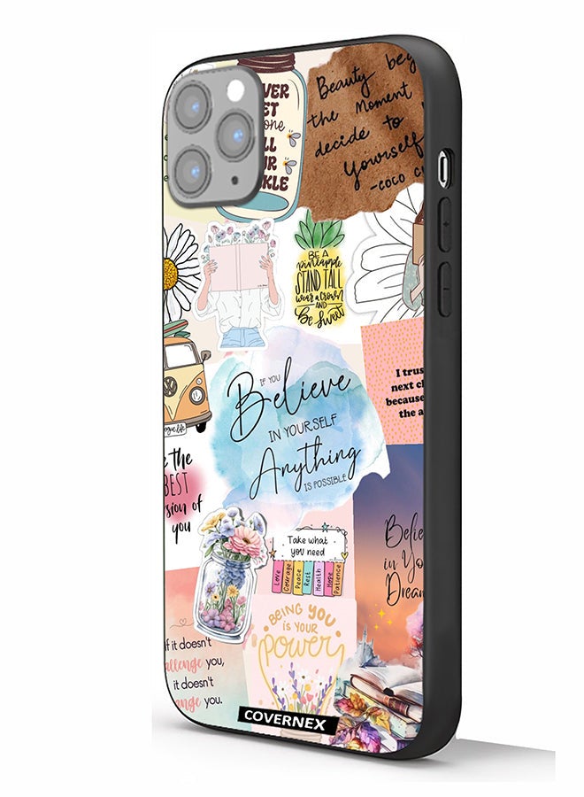Covernex Apple iPhone 11 Pro Max Protective Case Cover Printed Featuring Inspirational Themed with Floral and Travel Elements - Image 1
