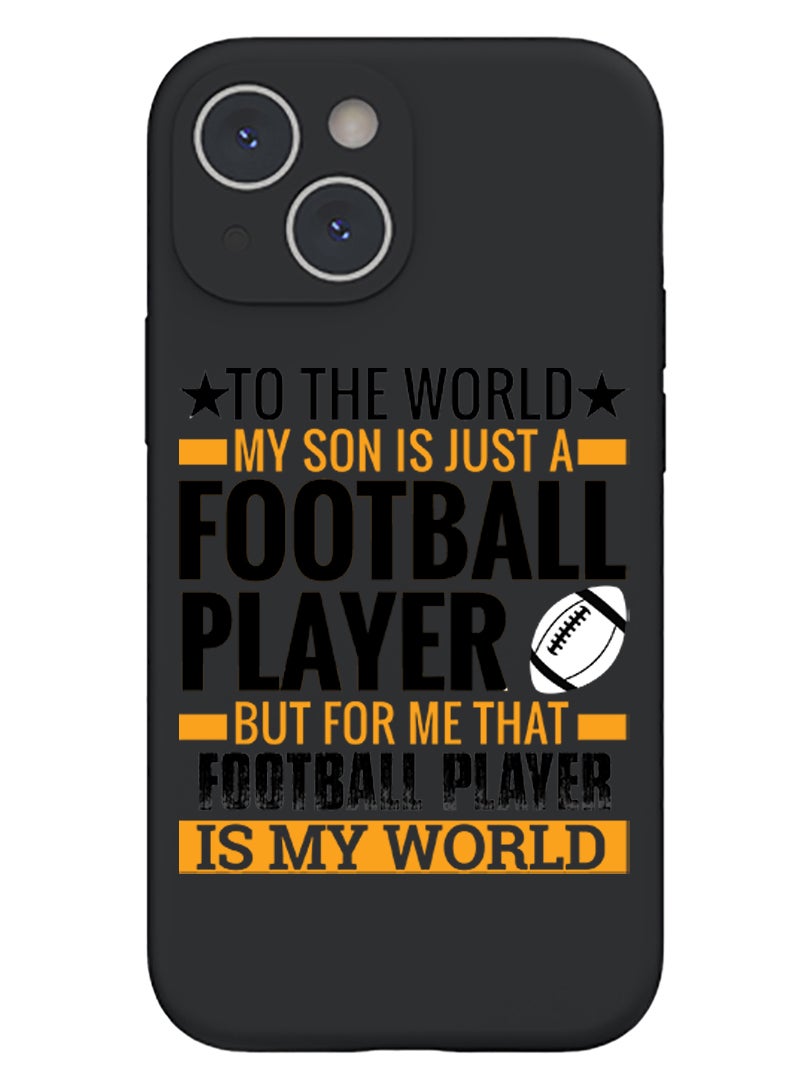 Theodor Protective Slim Fit Case Liquid Silicone Cover with Full Body Protection Anti-Scratch Shockproof Case For iPhone 15 Plus Black - Football player Black - Image 1